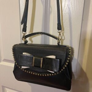 Betsey Johnson synthetic black Satchel/crossbody bag black & white bow accent